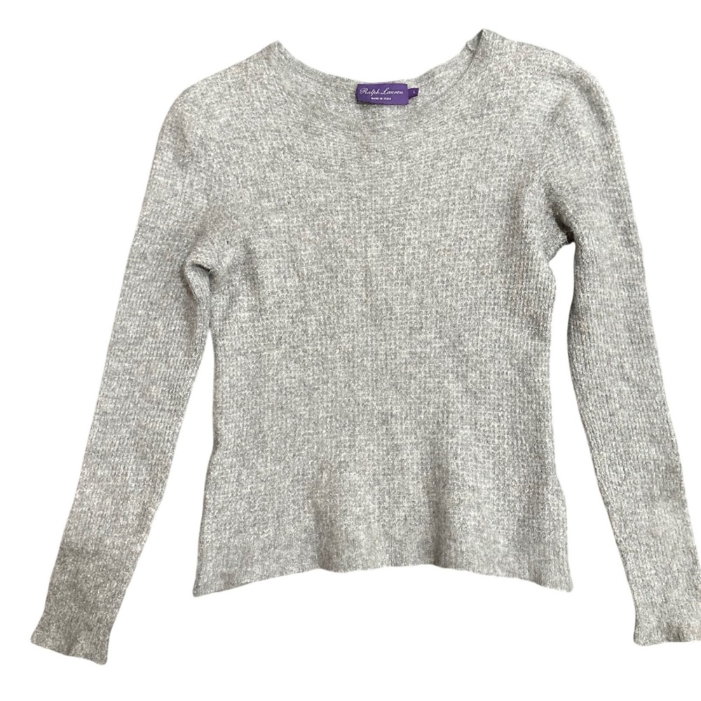 Ralph Lauren Purple Label Cashmere Blend Grey Crew Neck Sweater Made in Italy L